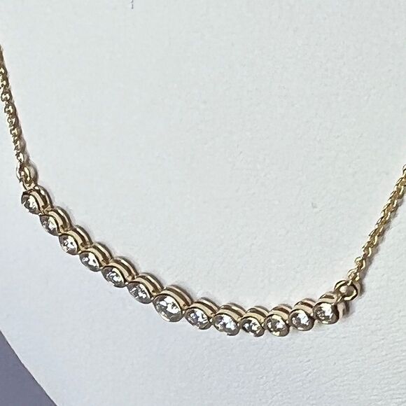 14K Yellow Gold Necklace with 1/2 Carat Lab Grown Diamond in Curved Bar Design - Picture 10 of 16